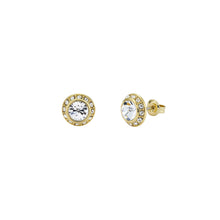 Load image into Gallery viewer, ted baker soletia: solitaire sparkle crystal stud earrings gold tone, clear crystal
