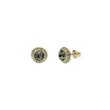 Load image into Gallery viewer, ted baker soletia: solitaire sparkle crystal stud earrings gold tone black dianond crystal
