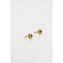 Load image into Gallery viewer, ted baker soletia: solitaire sparkle crystal stud earrings gold tone black dianond crystal
