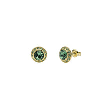 Load image into Gallery viewer, ted baker soleta: solitaire sparkle crystal stud earrings gold tone, green crystal
