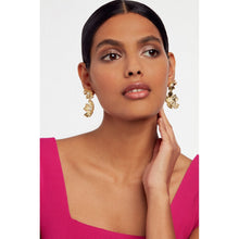 Load image into Gallery viewer, ted baker petaria: flower statement drop earrings gold tone pearl
