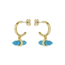 Load image into Gallery viewer, ted baker parin: paradise rock huggie earrings gold tone, turquoise
