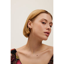 Load image into Gallery viewer, ted baker crisete: logo hoop earrings (10mm) silver tone
