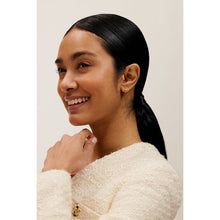 Load image into Gallery viewer, ted baker crisete: logo hoop earrings (10mm) gold tone
