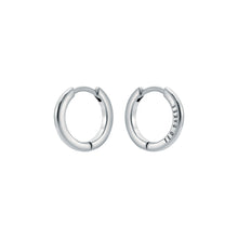 Load image into Gallery viewer, ted baker crisele: logo hoop earrings (14mm) silver tone
