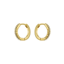 Load image into Gallery viewer, ted baker heplie: crystal hoop earrings (14mm) gold tone, clear crystal
