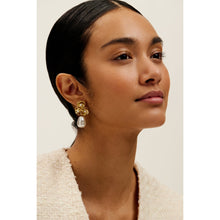 Load image into Gallery viewer, ted baker florelle: pearl flower drop earrings gold tone
