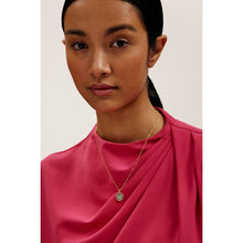 Load image into Gallery viewer, ted baker monella: monogram button pendant necklace gold tone, black
