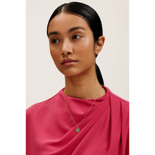 Load image into Gallery viewer, ted baker monella: monogram button pendant necklace gold tone, black

