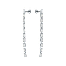 Load image into Gallery viewer, ted baker isalie: crystal baguette slinky drop earrings silver tone, clear crystal
