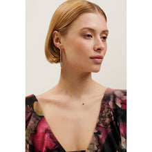 Load image into Gallery viewer, ted baker isalie: crystal baguette slinky drop earrings gold tone, pink crystal
