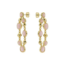 Load image into Gallery viewer, ted baker perial: pebble stone statement drop earrings gold tone, pink
