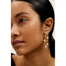 Load image into Gallery viewer, ted baker perial: pebble stone statement drop earrings gold tone, pink
