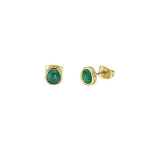 Load image into Gallery viewer, ted baker peliea: pebble stone stud earrings gold tone, green
