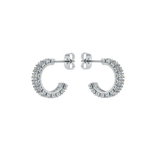 Load image into Gallery viewer, ted baker mellrie: small double crystal hoop earrings silver tone, clear crystal
