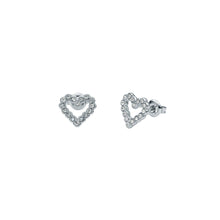 Load image into Gallery viewer, ted baker amorina crystal halo heart stud earrings, silver tone, clear crystal
