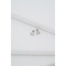 Load image into Gallery viewer, ted baker amorina crystal halo heart stud earrings, silver tone, clear crystal
