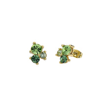 Load image into Gallery viewer, ted baker joyaa: jewel cluster stud earrings, gold tone, green multi crystal
