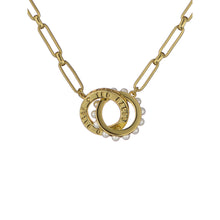 Load image into Gallery viewer, ted baker lola: double logo link necklace gold tone white pearl
