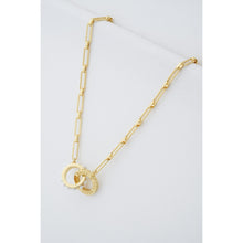 Load image into Gallery viewer, ted baker lola: double logo link necklace gold tone white pearl
