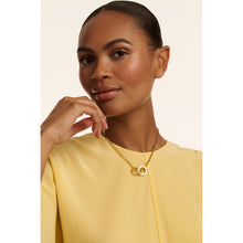 Load image into Gallery viewer, ted baker lola: double logo link necklace gold tone white pearl
