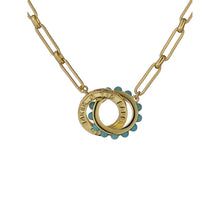 Load image into Gallery viewer, ted baker lola: double logo link necklace gold tone blue pearl
