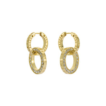 Load image into Gallery viewer, ted baker lina: double link crystal drop earrings gold tone
