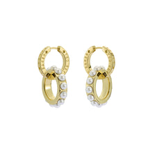 Load image into Gallery viewer, ted baker lorrie: double logo link drop earrings gold tone
