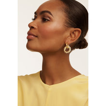 Load image into Gallery viewer, ted baker lorrie: double logo link drop earrings gold tone
