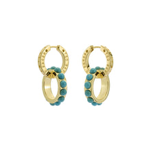 Load image into Gallery viewer, ted baker lorrie: double logo link drop earrings gold tone
