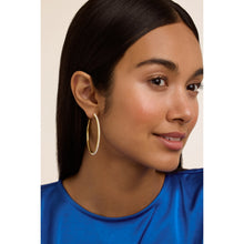 Load image into Gallery viewer, ted baker perla: large pearl hoop earrings, gold tone, pearl

