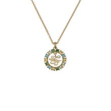 Load image into Gallery viewer, ted baker molli: monogram crystal pendant necklace gold tone

