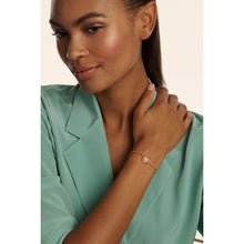 Load image into Gallery viewer, ted baker molina: monogram crystal adjustable bracelet gold tone
