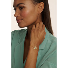Load image into Gallery viewer, ted baker molina: monogram crystal adjustable bracelet gold tone
