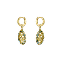 Load image into Gallery viewer, ted baker molika: monogram crystal huggie earrings gold tone
