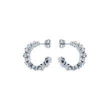 Load image into Gallery viewer, ted baker clarence: crystal cluster hoop earrings silver tone
