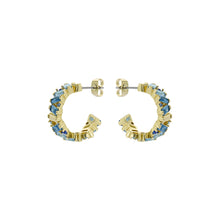Load image into Gallery viewer, ted baker clarence: crystal cluster hoop earrings gold tone
