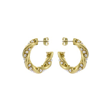 Load image into Gallery viewer, ted baker tiyaa: twisted pearl hoop earrings gold tone
