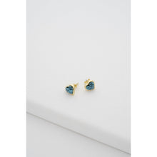 Load image into Gallery viewer, ted baker faris: faceted stone heart stud earrings gold tone
