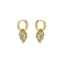 Load image into Gallery viewer, ted baker cherise: crystal cluster heart huggie drop earrings gold tone
