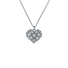 Load image into Gallery viewer, ted baker cherish: crystal cluster heart locket pendant necklace silver tone

