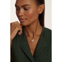 Load image into Gallery viewer, ted baker cherish: crystal cluster heart locket pendant necklace silver tone
