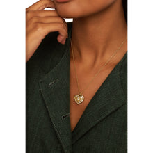 Load image into Gallery viewer, ted baker cherish: crystal cluster heart locket pendant necklace gold tone
