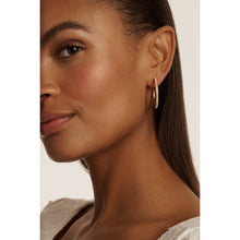Load image into Gallery viewer, ted baker peraa: medium pearl hoop earrings gold tone
