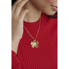 Load image into Gallery viewer, petrice: flower statement crystal pendant necklace gold tone clear crystal
