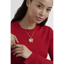 Load image into Gallery viewer, petrice: flower statement crystal pendant necklace gold tone clear crystal
