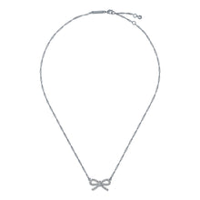 Load image into Gallery viewer, ted baker ribah: crystal silver tone ribbon bow pendant
