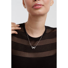 Load image into Gallery viewer, ted baker ribah: crystal silver tone ribbon bow pendant
