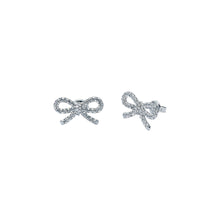Load image into Gallery viewer, ted baker ribecca: crystal ribbon bow silver tone stud earrings
