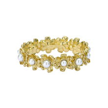 Load image into Gallery viewer, ted baker darell: daisy pearl gold tone bangle bracelet

